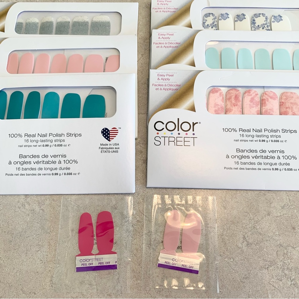 NEW SEALED Lot of 6 Color Street 100% Real Nail Polish Strips + Free Accents
